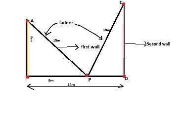 Q25. A ladder AP of length 10m is kept against a wall AB such that it reaches a window-example-1