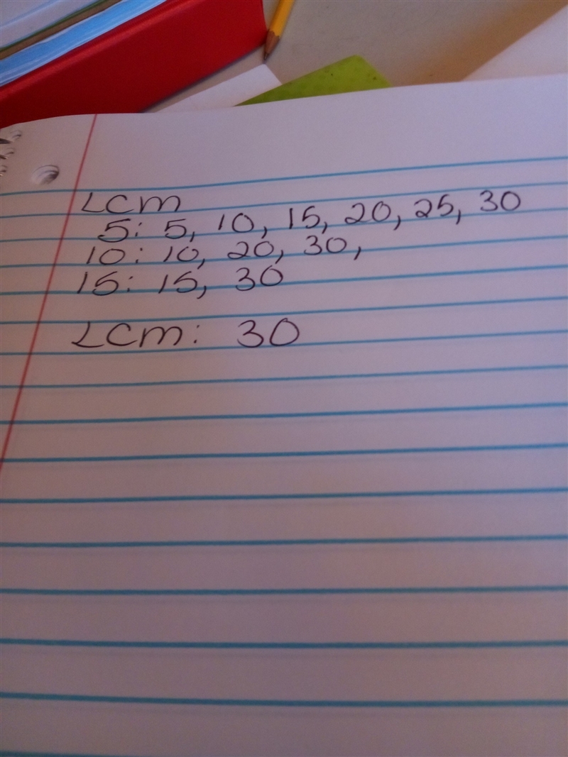 Find the least common multiple of 5 10 and 15-example-1