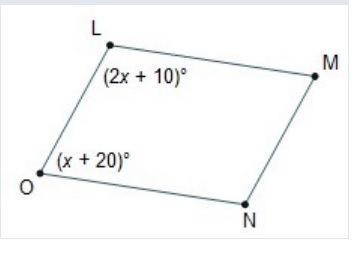 In parallelogram LMNO, what is the measure of angle N? 50° 70° 110° 130°-example-1