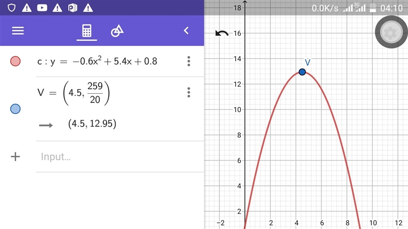 Suppose the path of a baseball follows the path graphed by the quadratic function-example-1