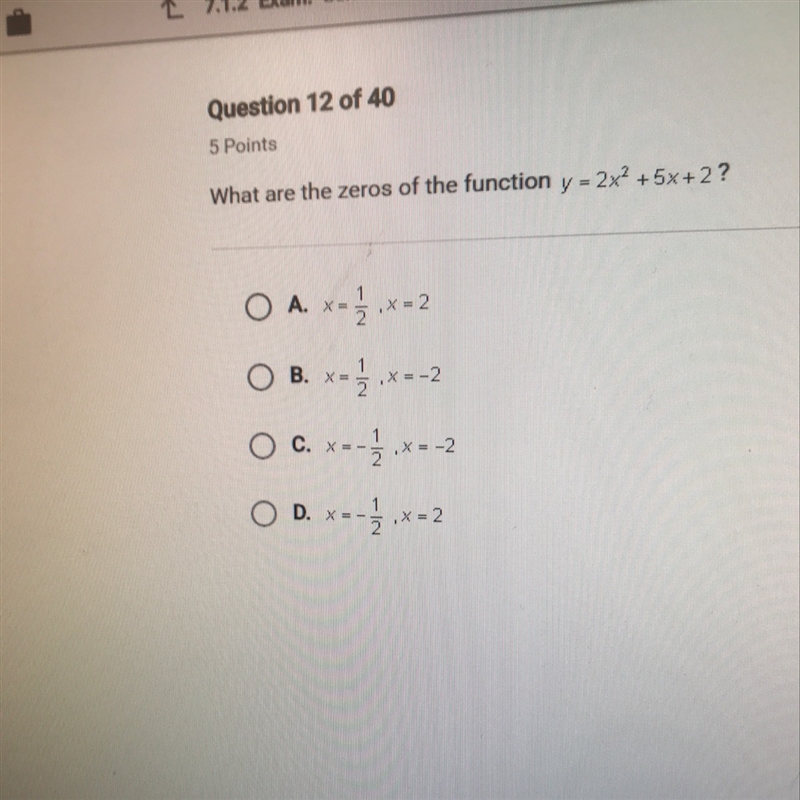 What are the zeros of the function y=2x^2+5x+2-example-1