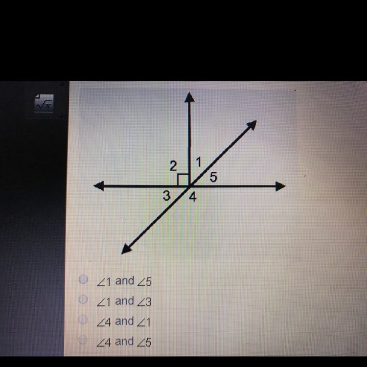 Which pair of angles are complementary but not adjacent?-example-1