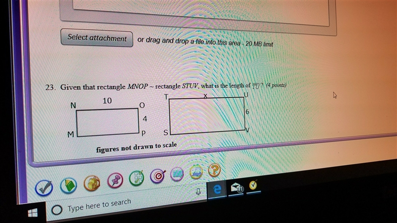 Given that rectangle MNOP ~ rectangle STUV, what is the length of TU-example-1