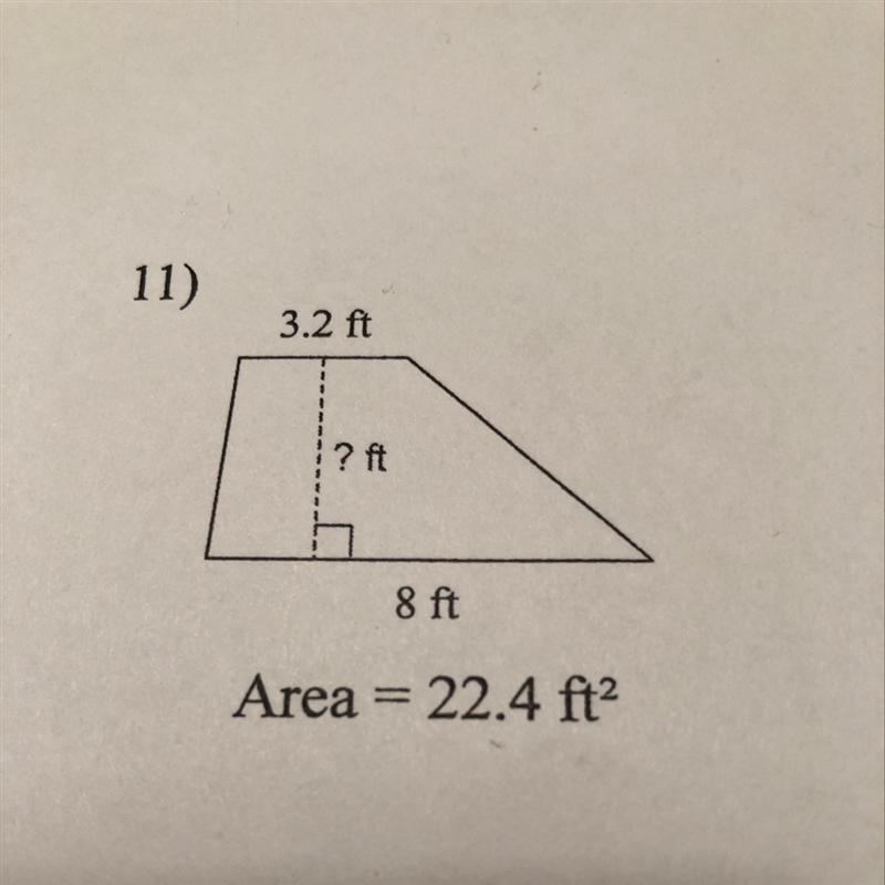 How do you find the missing height of a trapezoid?-example-1