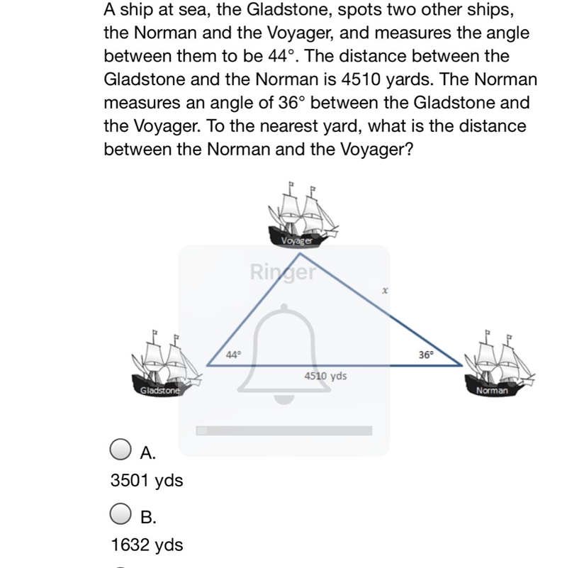 C. 3851 yards D. 3181 yards Math question please help I'm running out of time-example-1