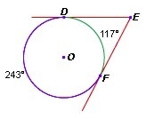 PLEASE HELP In the diagram below, DE and EF are tangent to O. What is the measure-example-1