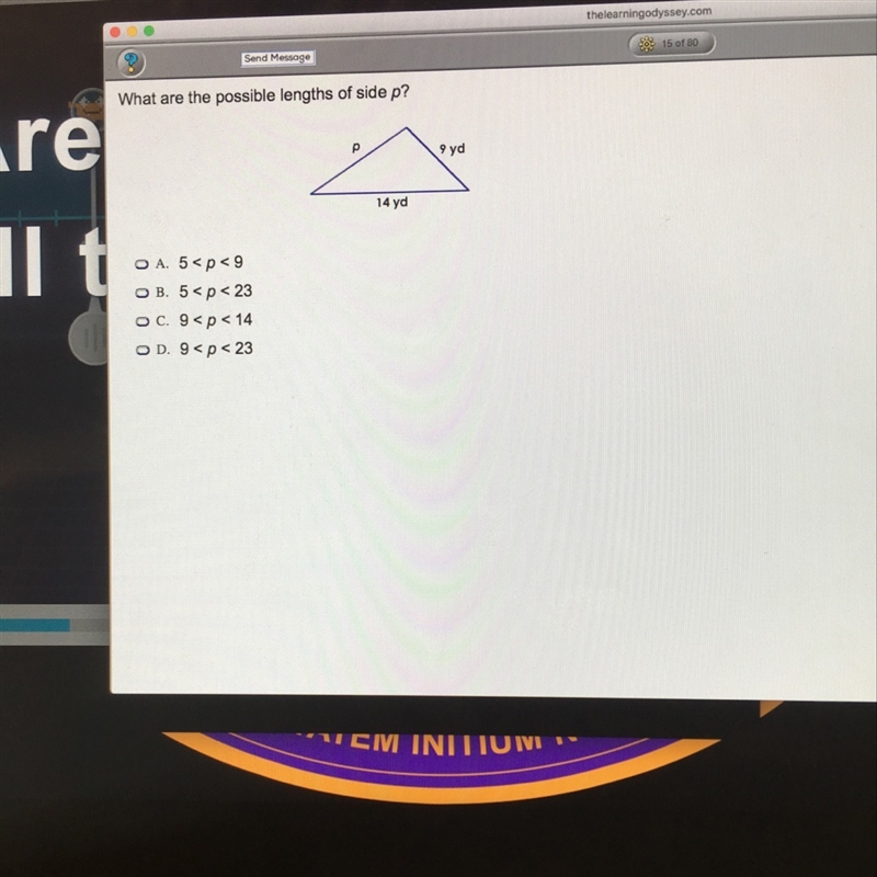 What are the possible lengths of side p ?-example-1