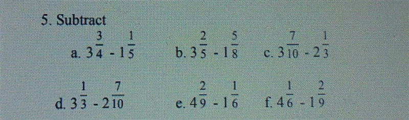 20 POINTS!!!! subtracting mixed fractions. pease show your work and put the answersbin-example-1