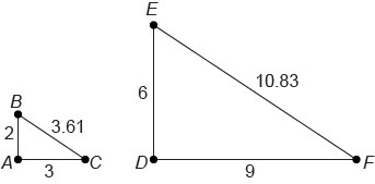 Triangle ABC is similar to triangle DEF . What is the scale factor from triangle ABC-example-1