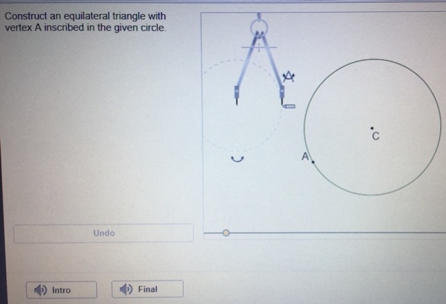 Construct an equilateral triangle with vertex A inscribed in the given circle-example-1