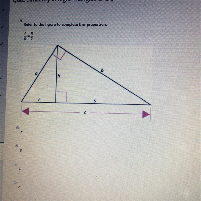 Am I correct ? If not the question is refer to the figure to complete this proportion-example-1