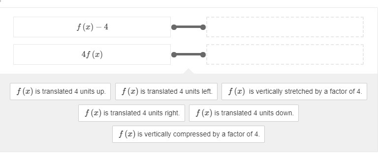 Easy Points! Let f(x) represent a function. Which descriptions match the given transformations-example-1