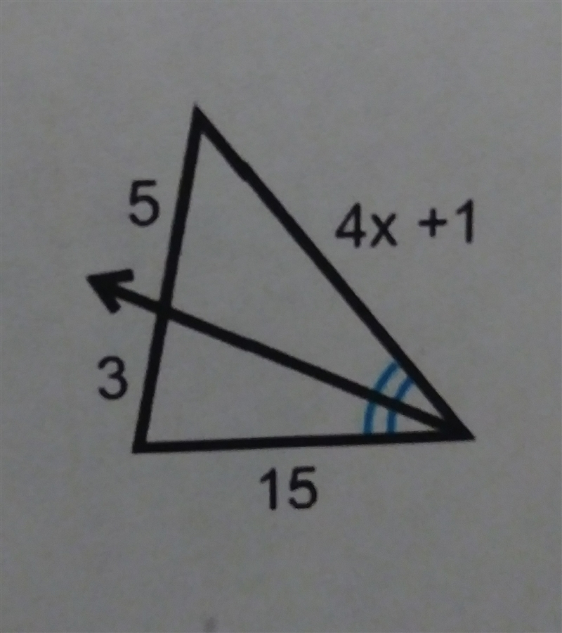 Using the Angle Bjsector theorem solve for x. Pleade show how you got your answer-example-1