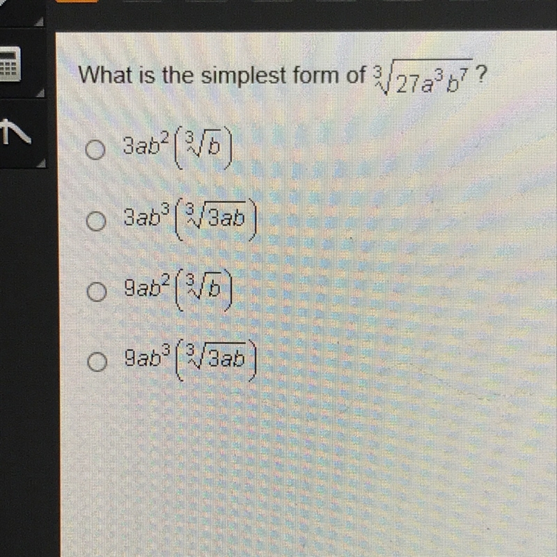 What is the simplest form of 3 square root 27 a^3b^7?-example-1