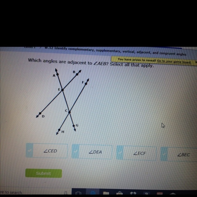 Which angles are adjacent to-example-1