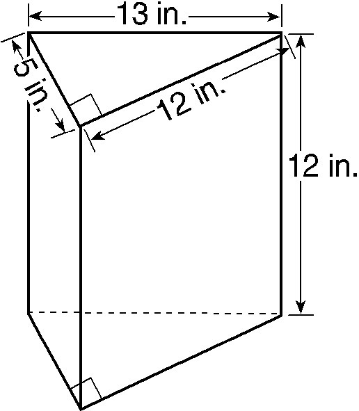 You need to paint the three rectangular sides of the right triangular prism below-example-1