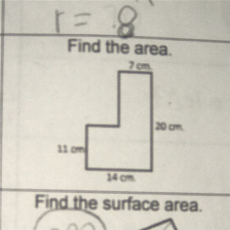 Find the area (7cm, 20cm, 11 cm, 14 cm-example-1