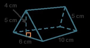 What is the surface area of the triangular prism shown? 32 square centimeters 120 square-example-1