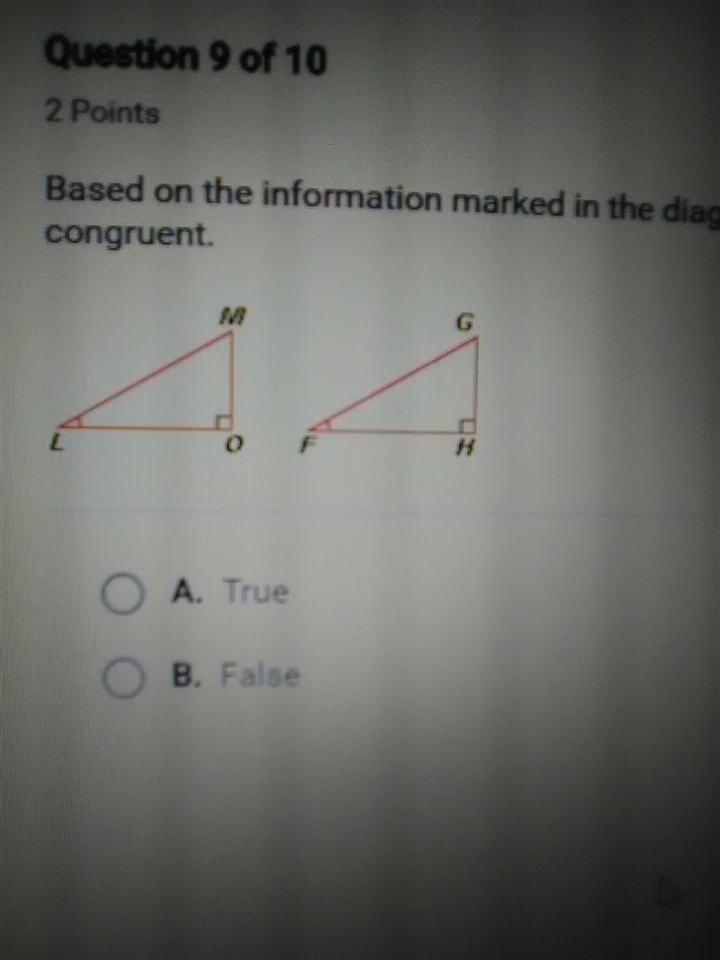 Based on the information marked in the diagram LMO and fgh must be congruent-example-1