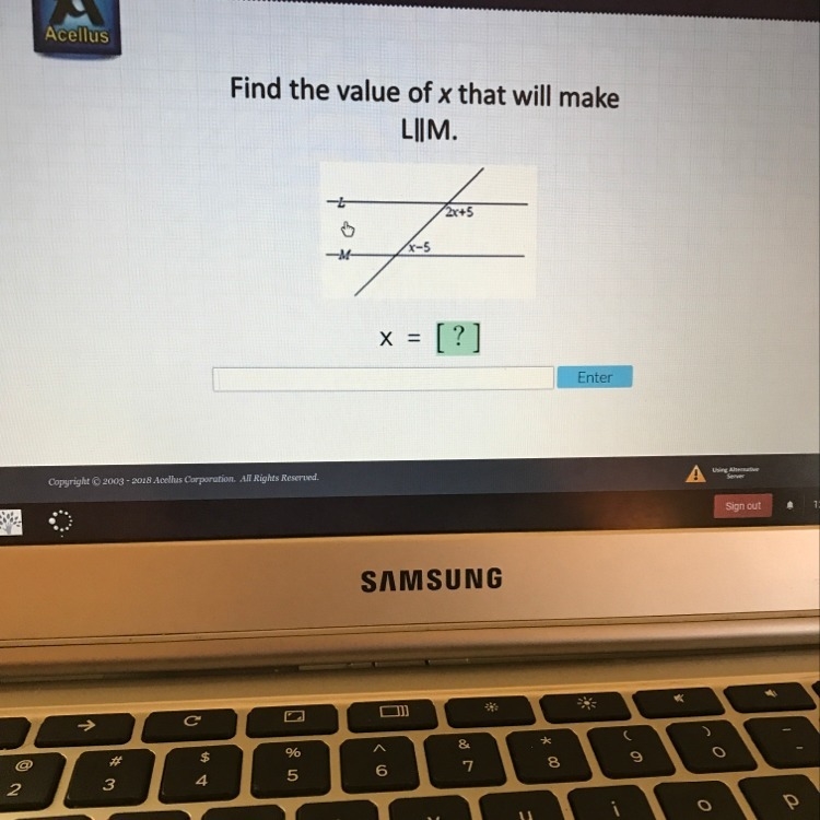 Find the value of x that will make L||M.-example-1