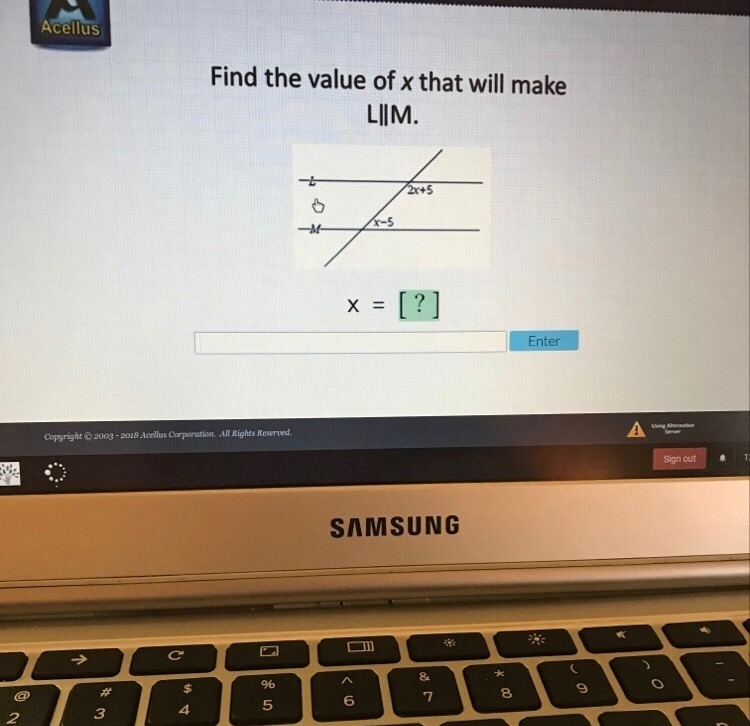 Find the value of x that will make L||M. Please help me on this!!!! I need this done-example-1