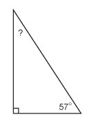 What is the measure of the missing angle 90° 57° 33° 43°-example-1