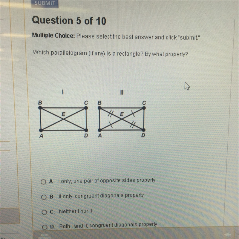 Which parallelogram ( if any ) is a rectangle? By what property ?-example-1