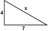 The triangle shown is a right triangle. Create the equation to be used to find the-example-1