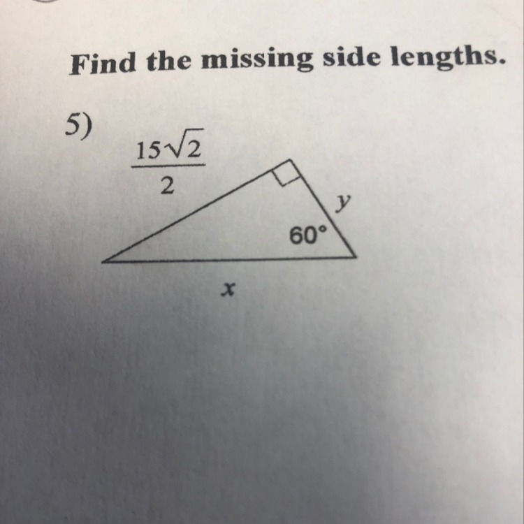 Find the missing side lengths. Leave your answers as radicals in simplest form-example-1