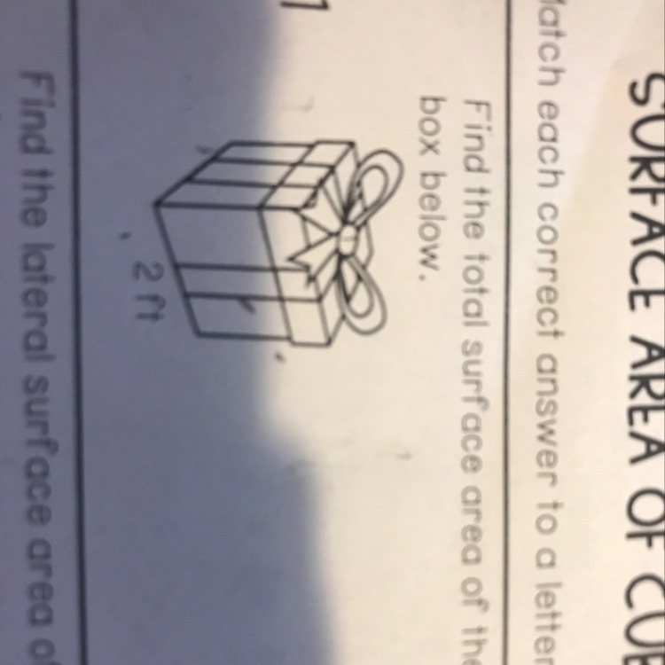 Find the total surface area of the cube box below-example-1