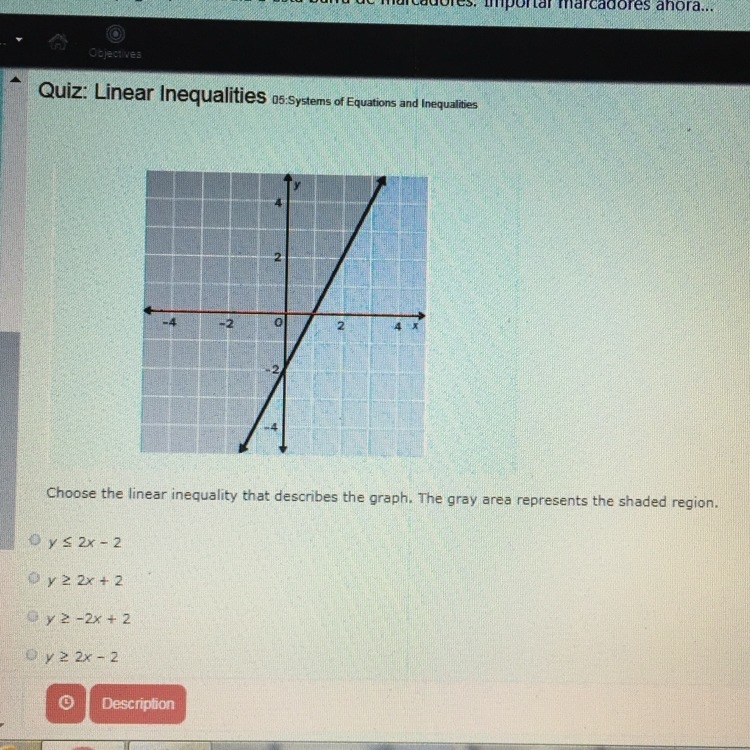 Choose the linear inequality that describes the graph.The gray area represents the-example-1