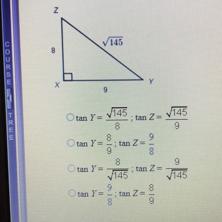 What are the tangent rations for Y and Z?-example-1