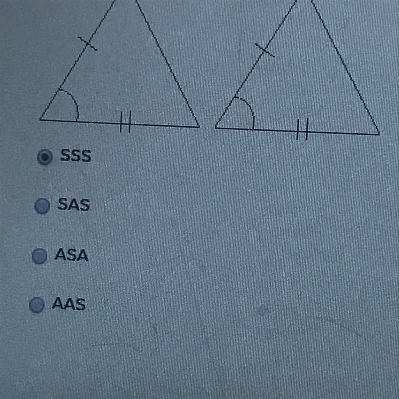 Choose the congruence theorem that you would use to prove the triangles congruent-example-1