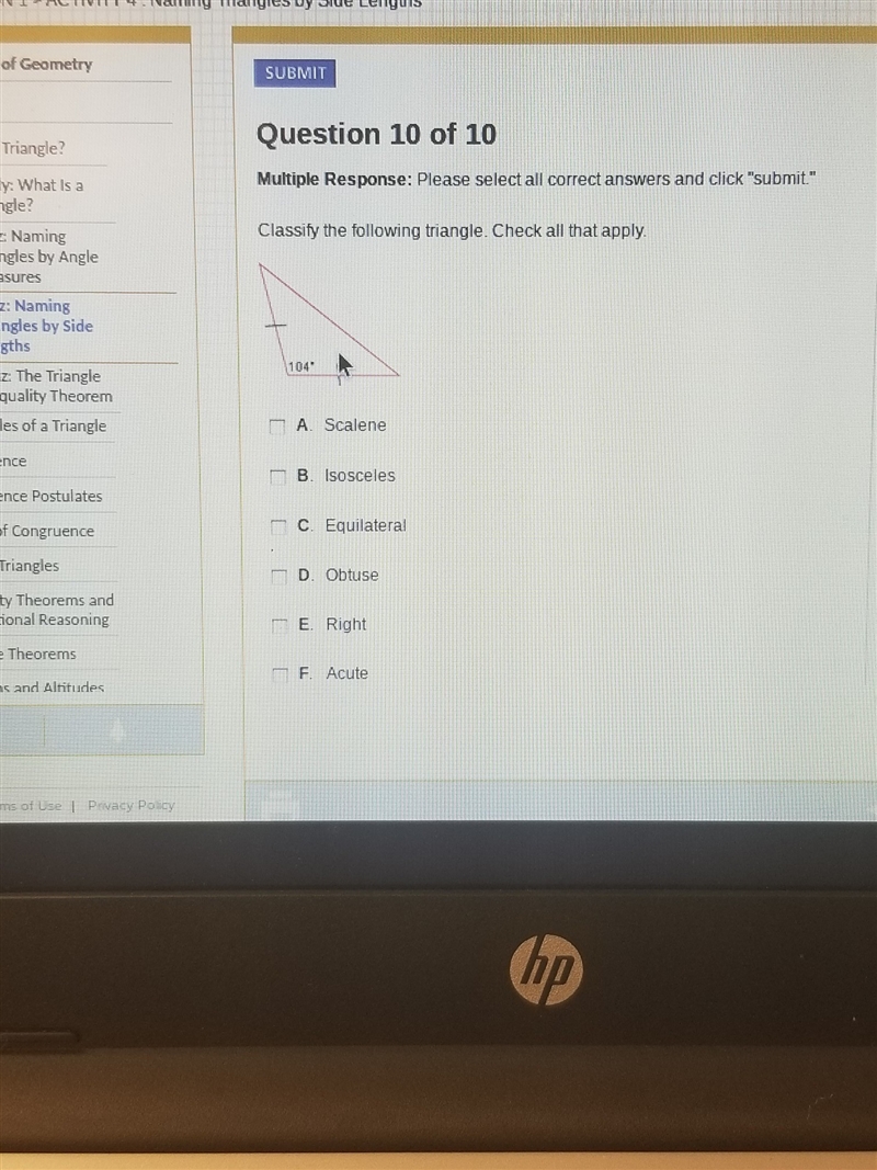 Classify the following triangle-example-1