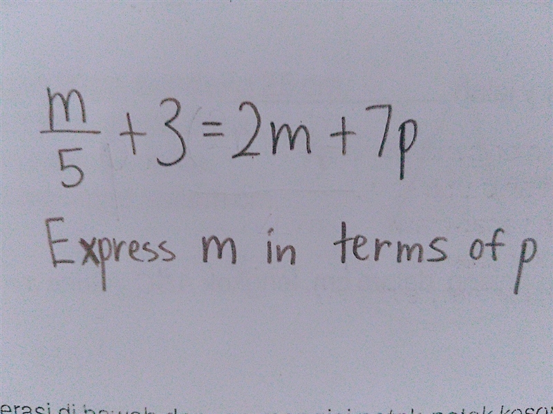 Q: Express m in terms of p. How to solve this question? Help me please..-example-1