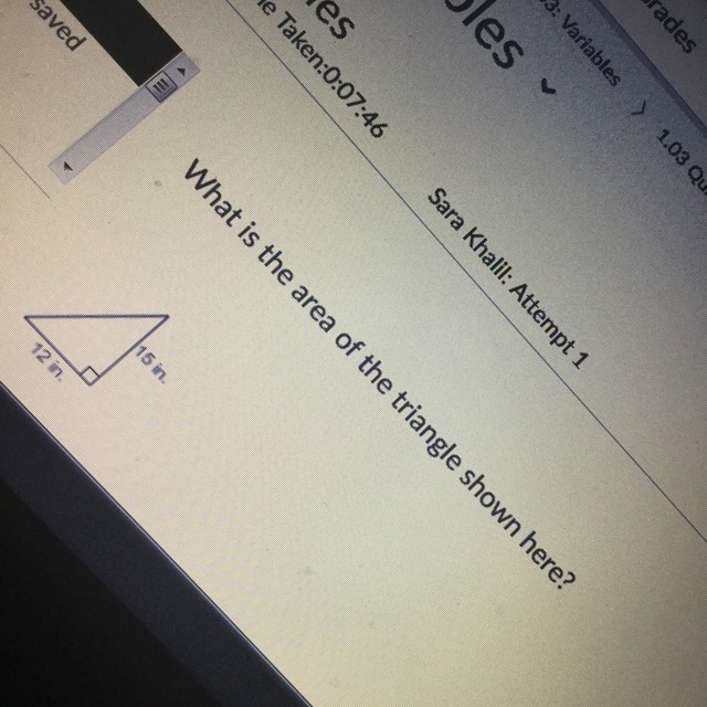 Formula:A=1/2bh where b is the base and h is the height-example-1