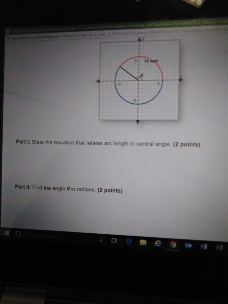 Find the angle theta in radians. ( PLEASE SHOW STEPS )-example-1