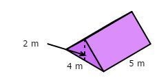 Find the volume of the triangular prism. A) 4 m3 B) 8 m3 C) 12 m3 D) 20 m3-example-1