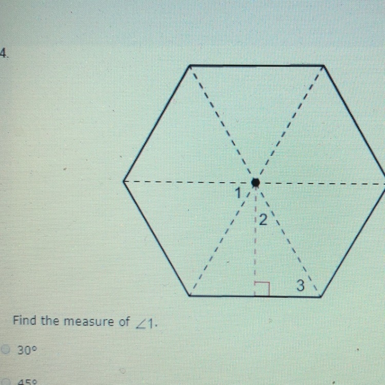 Find the measure of <1 A.) 30 B.) 45 C.) 15 D.) 60-example-1