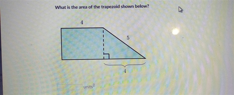 What is the area of the trapezoid shown below?-example-1