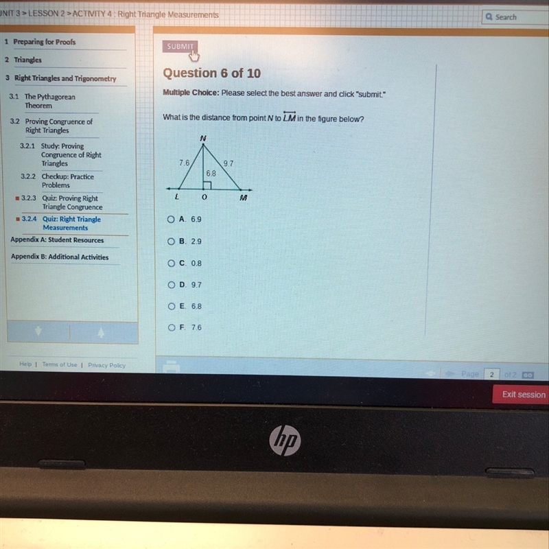 What is the distance from point N to LM in the figure below?-example-1