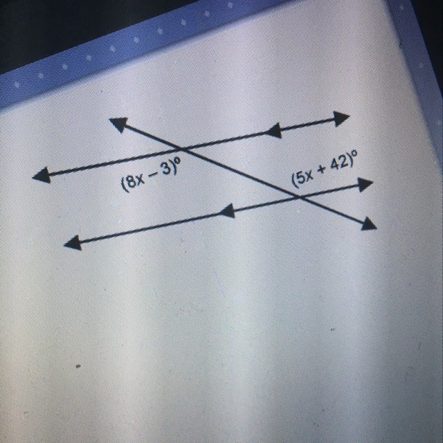 What is the measure of the angle labeled (5x+42)° ?-example-1