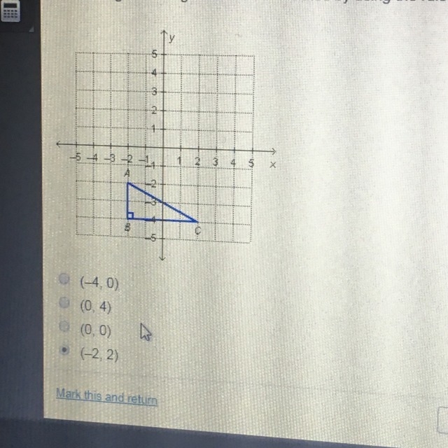 If the triangle on the grid below is translated by using the rule (x,y)> (x-2, y-example-1