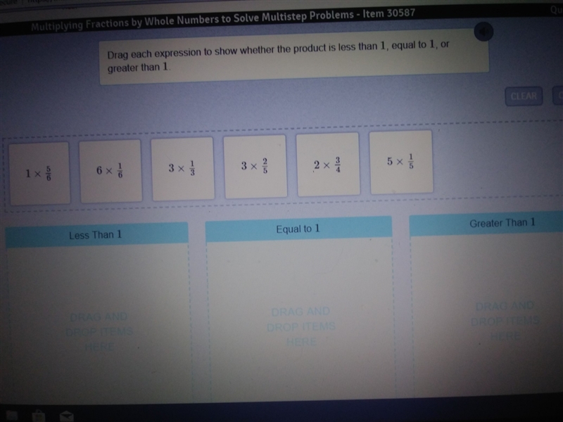 the question says "Drag each expression to show whether the product is less than-example-1