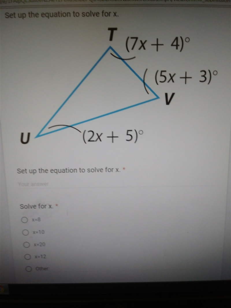 Set up the equation to solve for x-example-1