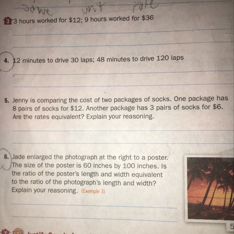 Just the two circled ones please- unit rates. Also can someone explain how they got-example-1