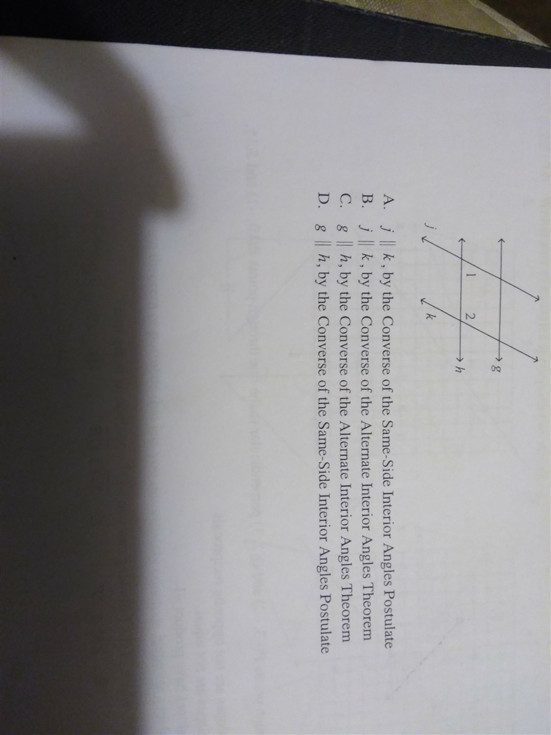 Which lines are parallel if m<1 +m<2=180?-example-1