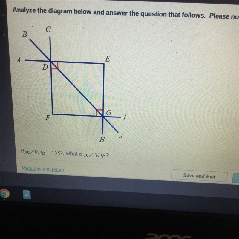 If mBDE = 125 what is mGDF? A) 35. B) 45. C) 55. D) 65-example-1