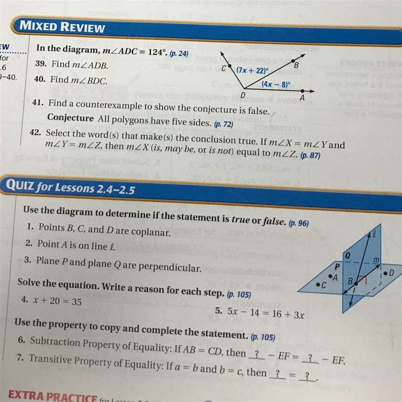 Problems 4-5 Prove statements about segments and angles-example-1