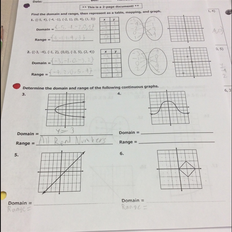 Domain and Range only for 4 5 and 6-example-1